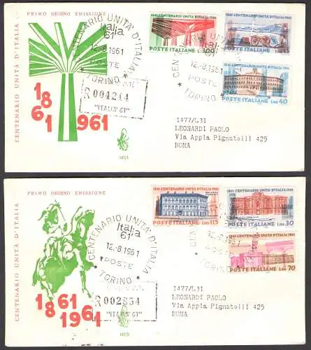 1961 REPUBLIK - Umschlag Venedig Nr. 181/it - Einheit Italiens 2 Umschläge, Empfohlene Reise nach Rom