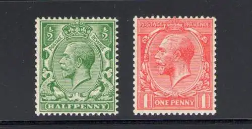 1913 GROSSBRITANNIEN, GROSSBRITANNIEN, Bildnis König Georg V., Nr. 157-158 Vereinigt, 397-398 S.G. postfrisch**