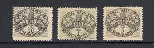 1946 Vatikan, breite Zeilenschilder graue Karte 3 Val, neu und perfekt postfrisch ** mit Garantiezertifikat Philatelia De Simoni