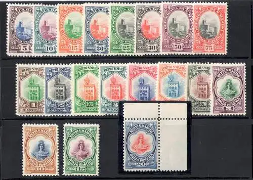 1929-35 SAN MARINO, Aussicht, Ratspalast und Freiheitsbüste, Blattecke - signiert A. Diena - postfrisch **