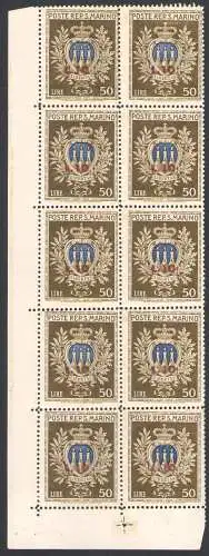 1946 SAN MARINO, Minifologlio Assistance, BF Nr. 15, perfekt ohne Falten, postfrisch ** Signiert für Giulio Bolaffi Garantie auf der Rückseite