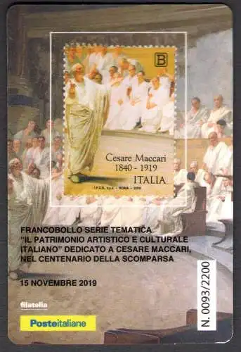 2019 ITALIEN, Maccari Philatelica Karte, Auflage 2.200