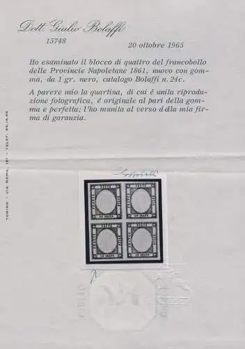 1861 Provinz Neapel, Nr. 18/24 7 Werte MNH/MLH*/** Unterschriften und Zertifikate Bolaffi