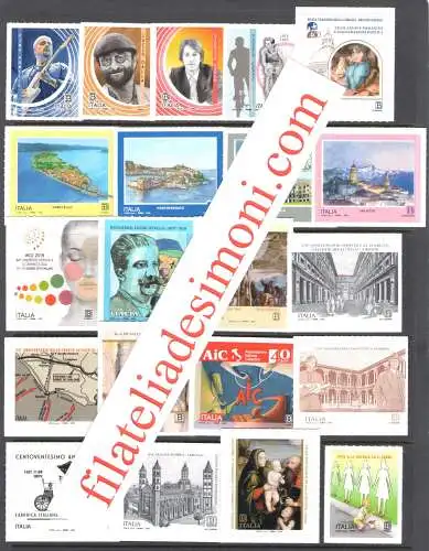 2019 Italien Republik, komplettes Jahrgang, neue Briefmarken, 73 Werte + 5 Blätter - OHNE Maccari-Blatt - OHNE Maccari-Heft - postfrisch**