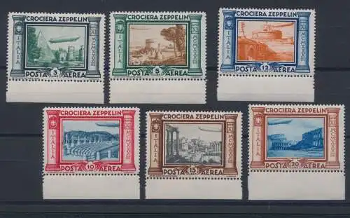 1933 Italien - Königreich - Luftpost Nr. 45/50 - Zeppelin-Kreuzfahrt, niedriger Blattrand, postfrisch**