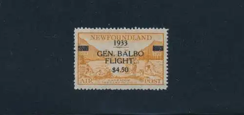 1933 - Neufundland - Neufundland - General Balbo Flight $ 4.50 - postfrisch ** Giulio Bolaffi Zertifikat