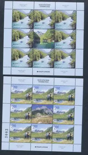 2012 EUROPA CEPT, Bosnien-Serbien, 2 Minifahrzeuge der 8er Serie, Tourismus, postfrisch**