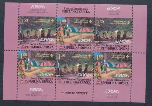 2007 EUROPA CEPT, Bosnien-Serbien, Broschüre - Souvenirblatt, 100 Jahre Pfadfinder, postfrisch**