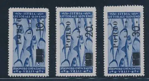 1946 Istrien und slowenische Küste, jugoslawische Besetzung, Kennzeichen, 3 hohe Werte, dünne Zahlen, Raybaudi-Zertifikat, MNH**