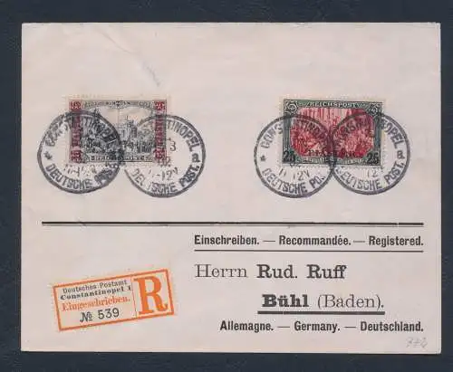 1900 Türkei - Deutsche Kolonien Reichspost2 Nr. 22/23 auf Umschlag von Konstantinopel nach Baden, Sehr schön und frisch