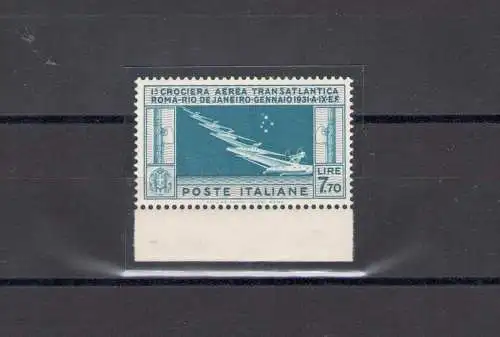 1930 Königreich Italien, Transatlantikkreuzfahrt von General Balbo, 7,70 himmlisch klar Nr. 25 - Geschickzertifikat - MNH**