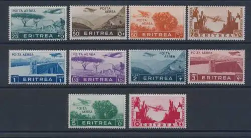 1936 Eritrea - Luftpost - Afrikanische Subjekte - 10 Werte Nr. 17/26, postfrisch**