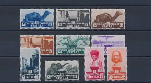 1933 ERITREA, Afrikanische Subjekte, Nr. 203/212, 10 mnh Werte**