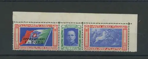1933 Italien - Königreich - Luftpost Nr. 51 Von - Trittico Borg mit Büschelsorte, postfrisch ** Signatur Giulio Bolaffi