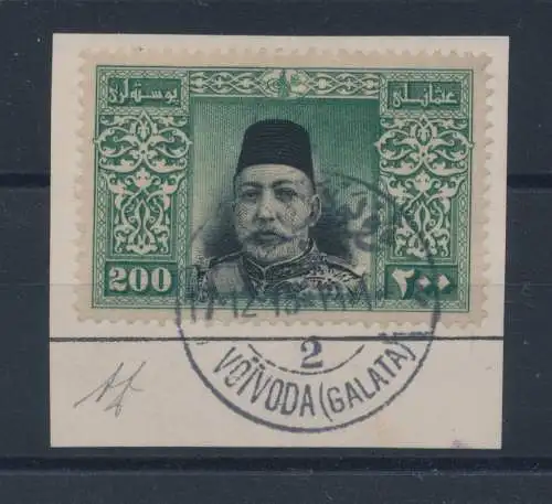 1914 Türkei - Sultan Mohammed V, 193 GEBRAUCHT auf Fragment - Woiwodschaft (Galata)