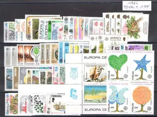 1986 EUROPA CEPT Vollständiger Jahrgang Natur- und Umweltschutz 35 Länder 75 Werte + 1 Blatt (Türkisches Zypern) - postfrisch**