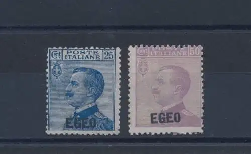 1912 ÄGÄIS, italienische Briefmarken von 1908 überdruckt ÄGÄIS, Nr. 1/2,2 Werte, mnh** normale zentrierung