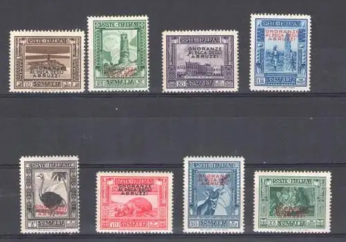 1934 SOMALIA - Ehrungen für den Herzog der Abruzzen, Nr. 185/192, 8 Werte, neuer integrierter und originaler Gummi, postfrisch**