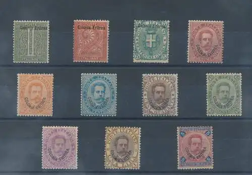 1893 ERITREA, König Umberto I. Umgestapelt Kolonie Eritrea, Nr. 1/11, 25 Cent sehr zentralblau, MLH* signiert Diena/Oliva