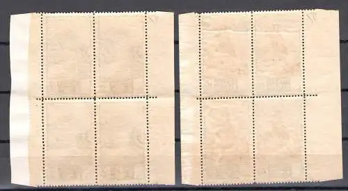 1949 SAN MARINO, Serie Landschaften, Nr. 342/355,16 Werte in wunderschönen Viererblöcken, einschließlich 2 komplementären Werten, MNH**