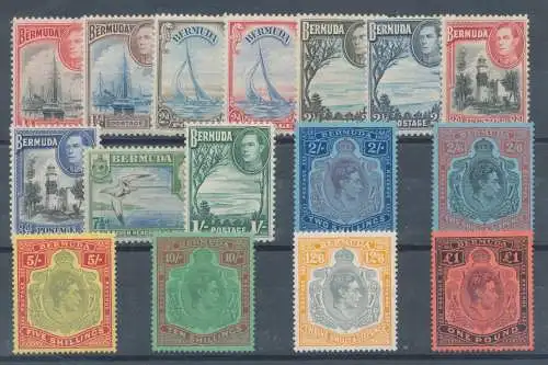 1938-53 BERMUDA, Georg VI, Nr. 110/121 Stanley Gibbons, MLH*