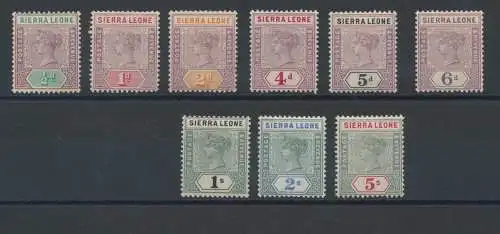 1896-97 Sierra Leone - SG 41/52 - Queen Victoria, 9 Werte - MLH*
