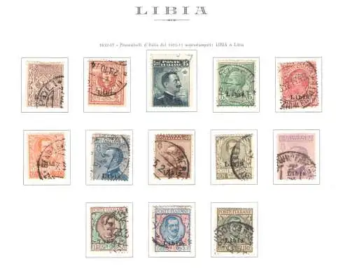 1912-15 LIBYSCHEN, Nr. 1/12+18, komplette Serie, Briefmarken aus Italien Überdruck Libyen, GEBRAUCHT