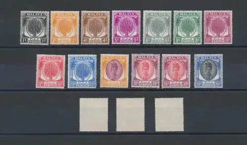 1950 Malaysische Staaten, Kedah - Sultan Badlishah - SG 76/90 16 postfrisch** - LH*