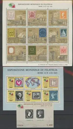 1985 Italien - Republik, Primi Foglietti Italia '85 - Blätter Nr. 1/3 - postfrisch**