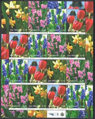 2010 San Marino, Fiori - Flower, 4-Werte-Minifil, MF 2265-68, MNH**