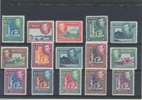 1938 ST. VINCENT - SG 149/159 - Georg VI im Oval, 15 Werte - komplette Serie, postfrisch**