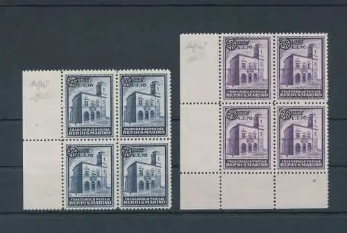 1934 San Marino, Palazzetto della Posta Suprastampati, Nr. 184/85, mnh** Blattrand und -winkel - Caffaz-Garantiezertifikat