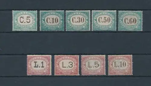 1897-1919 SAN MARINO, Segnatasse, Nr. 1/9 - MNH** - Garantiezertifikat Filatelia De Simoni