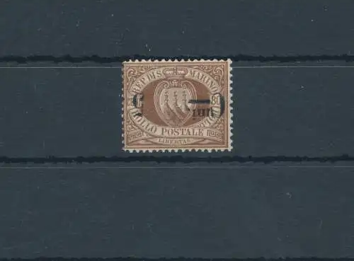 1892 SAN MARINO, Nr. 9a,5 Cent auf 30 Cent braun Wappen - Umgedrehter Aufdruck - Raybaudi Zertifikat - MNH**