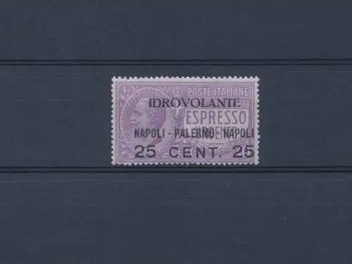 1917 Königreich Italien, Luftpost Nr. 2, 25 Cent auf 40 violett, postfrisch** normale Mitte