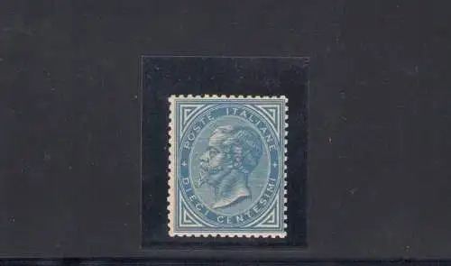 1877 Königreich Italien - 10 Cent Blau, Nr. 27a, Bildnis von Vittorio Emanuele II, MNH**, Raybaudi Expertise-Zertifikat für große Raritäten