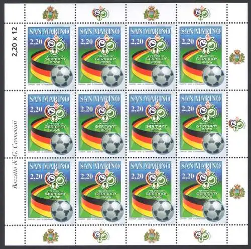 2006 San Marino, Deutschland Weltmeister, Nr. 2102 - 12er Minifil, postfrisch**