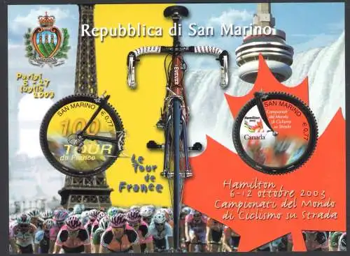 2003 San Marino, hundertjähriges Jubiläum der Tour de France und Weltmeisterschaft im Straßenradsport, BF 81 - MNH**