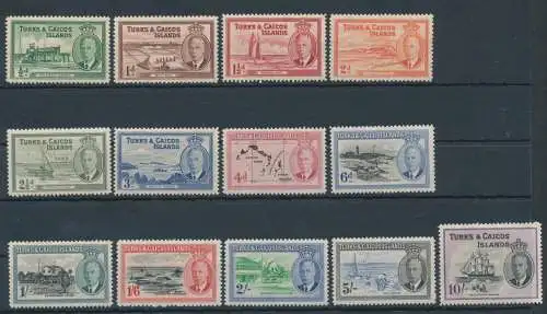 1950 TÜRKEN UND CAICOS, Nr. 221/233 - 13 Werte - MLH*