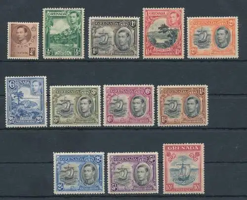 1938-50 Grenada, Stanley Gibbons Nr. 153/63 - 12 Werte - MLH*