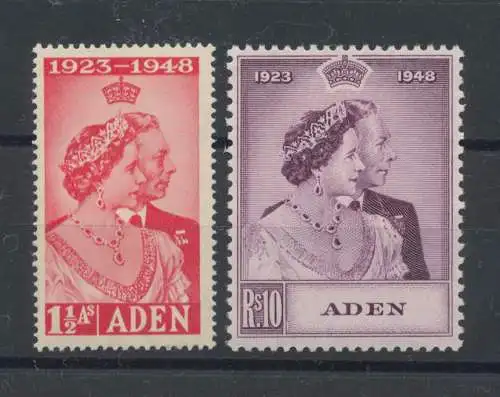 1949 ADEN, Stanley Gibbons n. 30/31, Hochzeit in Königssilber - MLH*