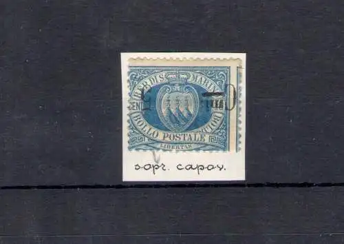 1892 SAN MARINO, Nr. 8a 5c. auf 10c. blau MLH/* umgedrehter Überdruck