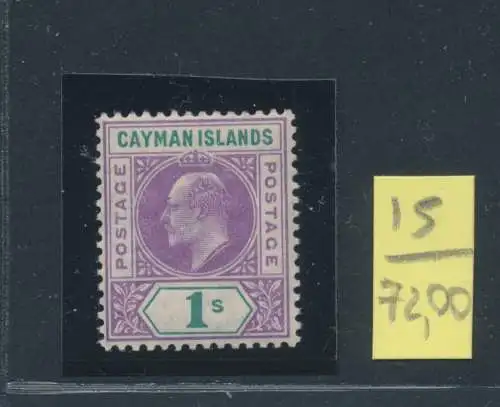 1907 CAYMAN ISLANDS, Stanley Gibbons Nr. 15 - 1 Scellino violett und grün - Edoardo VII - POSTFRISCH**