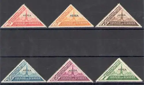 1936 Ecuador - Luftpost - Yvert Nr. 47-52 - Internationale Philatelieausstellung - 6 Werte - MH *