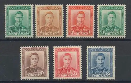 1938-44 NEUSEELAND - Stanley Gibbons Nr. 603-609 - MH*