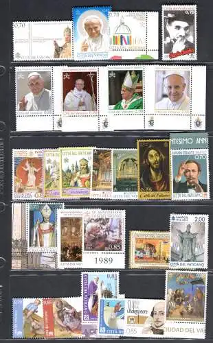2013/2016 Vatikan, Angebot von Papst Franziskus, komplette Jahrgänge - postfrisch**