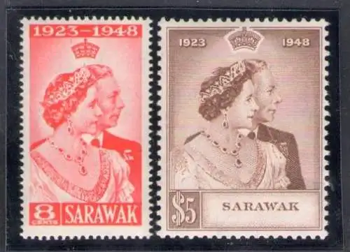 1948 SARAWAK - Stanley Gibbons n. 165/66 - Royal Silver Wedding - 2er-Werte-Serie - postfrisch**