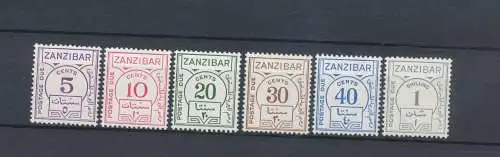 1936-62 ZANZIBAR - Porto Due - SG Nr. D25/D30 - 6 Werte - postfrisch**