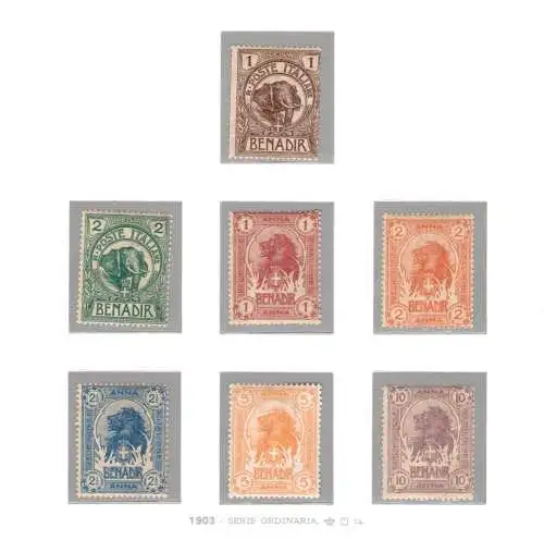 1903 SOMALIA, Nr. 1/7, Elefanten und Löwen, 7 Werte - postfrisch**