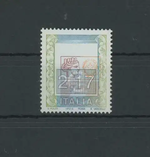 2002 Italien - Republik, Euro 2,17 hoher Wert Polychrom, Turm und Wappen unten gefallen, Nr. 2623Da - postfrisch**